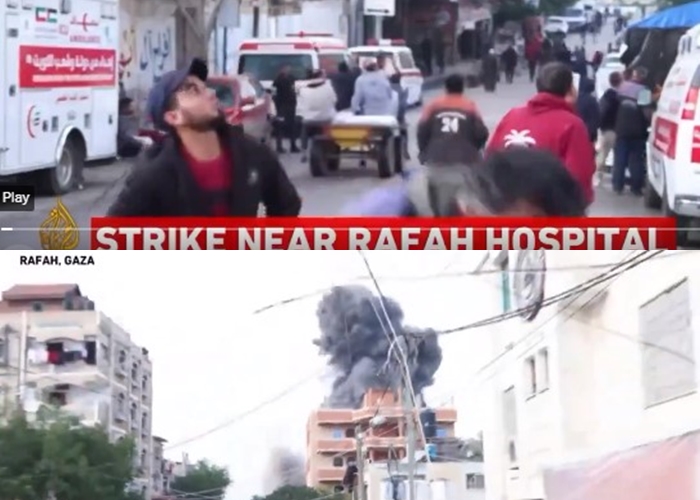 ИЗВИКУВАШЕ О, БОЖЕ МОЈ ДОДЕКА БЕГАШЕ – новинар во живо на телевизија се соочи со бомбардирање во близина на болница во Рафа (ВИДЕО)