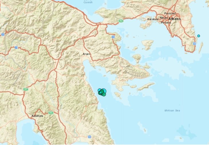 Земјотрес со јачина од 4,8 степени регистриран на грчкиот полуостров Пелопонез
