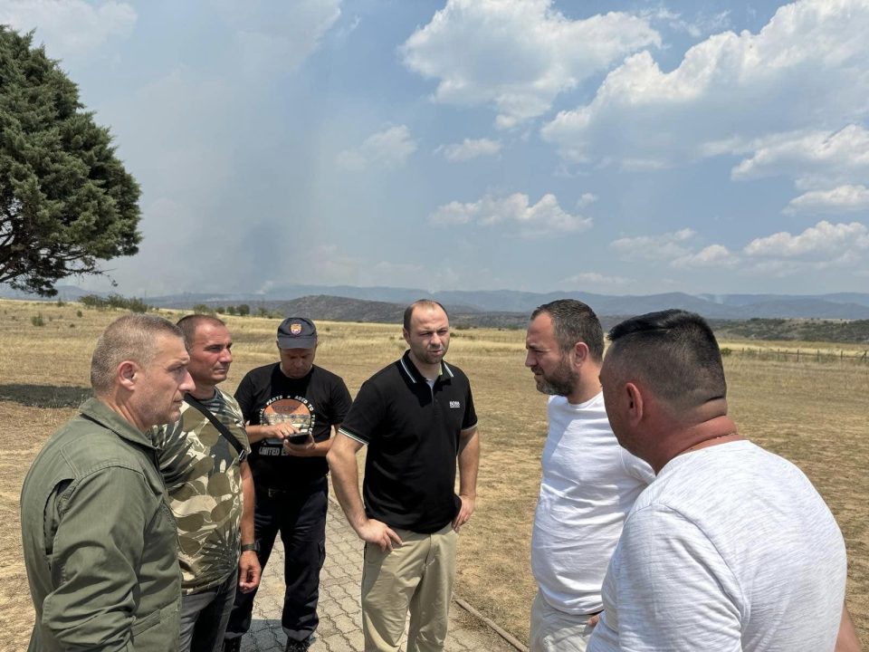 Продолжува акцијата за гаснење на пожарот во неготинско, министрите Мисајловски и Тошковски на терен