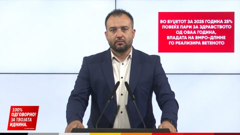 Лефков: Во Буџетот за 2025 година 25% повеќе пари за здравството од оваа година, владата на ВМРО-ДПМНЕ го реализира ветеното