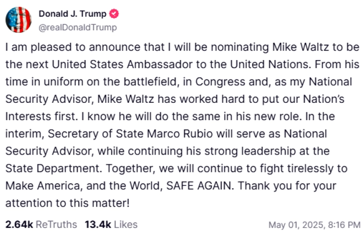 Доналд Трамп потврди дека го разрешува Волц