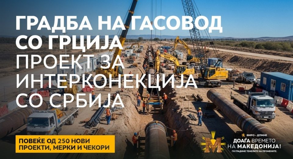 Мицкоски: Градба на гасовод со Грција. проект за интерконекција со Србија. Повeќе од 250 нови проекти, мерки и чекори