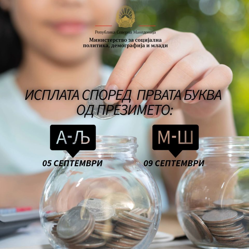 Во тек е исплатата на правата од социјална и детска заштита