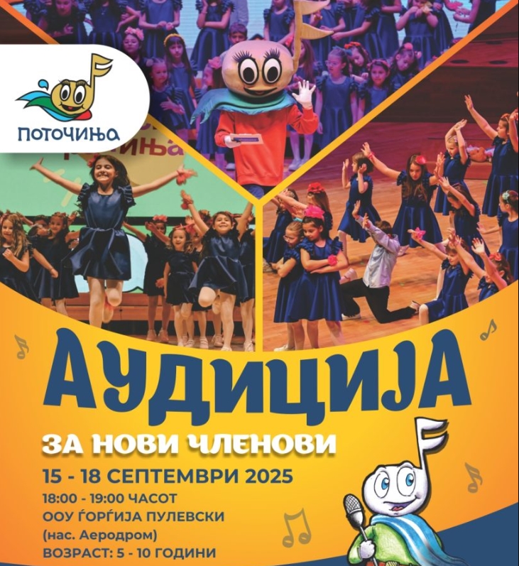 „Поточиња“ повикува нови членови: Однесете ги вашите талентирани дечиња на аудиција