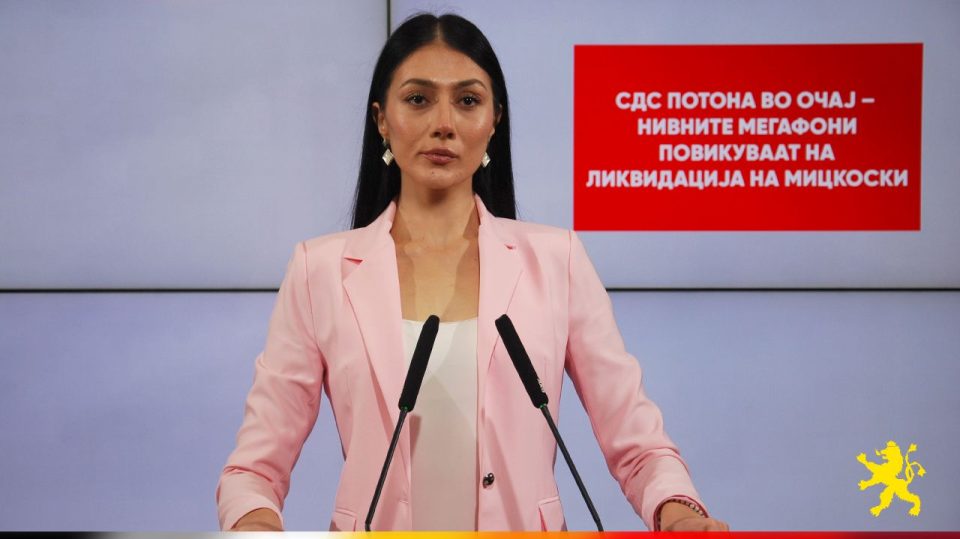 Андоновска: СДС потона во очај – нивните мегафони повикуваат на ликвидација на Мицкоски