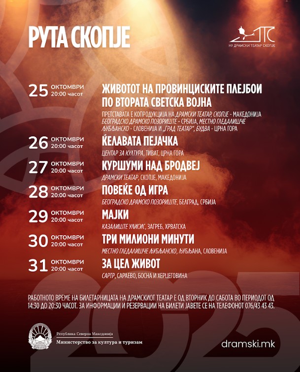 Фестивал Рута од 25 до 31 октомври во Драмски театар Скопје
