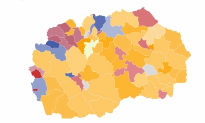 Првични резултати на ДИК: ВМРО-ДПМНЕ води во 51 општина, ВРЕДИ во девет, СДСМ и НАИ во седум, а ДПТ во една