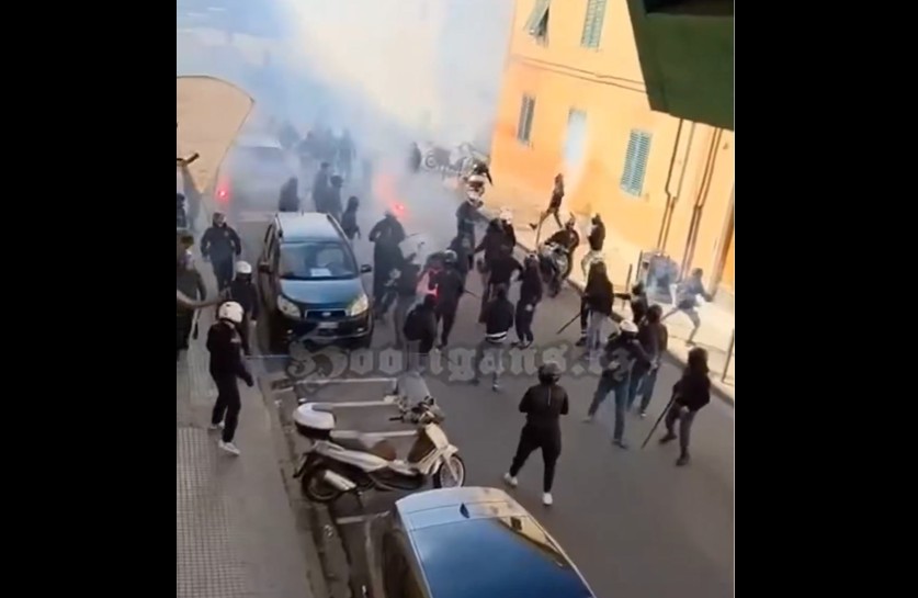 Општ хаос во Италија: Масовна тепачка на улиците на Пиза (ВИДЕО)