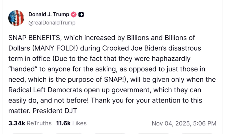 Трамп: Помошта за сиромашните ќе биде исплатена откако ќе заврши блокадата на федералната влада