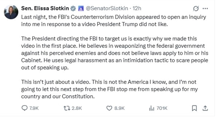 ФБИ ги повика на разговор демократските конгресмени кои ги повикаа војниците да не извршуваат „незаконски наредби“