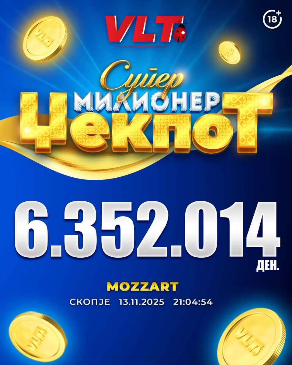 СУПЕР МИЛИОНЕР ВО СКОПЈЕ, ОСВОЕНИ 6.352.014 ДЕНАРИ