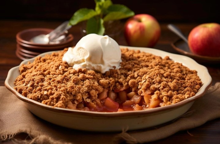 Совршен десерт за студени денови: Зимски „Crumble“ од јаболка и овесни снегулки