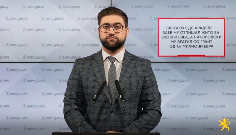 Манасиевски: Еве како СДС краделе – Заев му отпишал жито за 800.000 евра, а Николовски му вратил со грант од 1.4 милиони евра