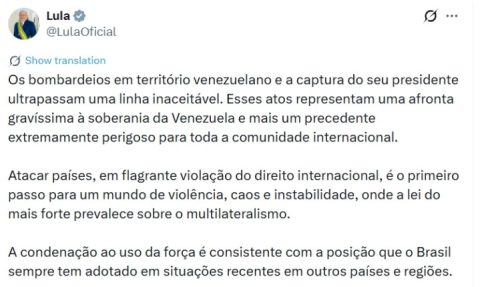 Бразилскиот претседател Лула го осуди американскиот напад врз Венецуела