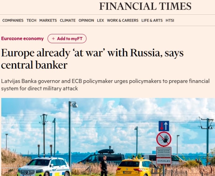 ЕУ веќе е „во војна“ со Русија, вели гувернерот на ЦБ на Летонија