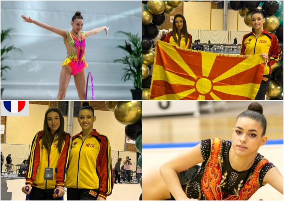 Живеат во Германија, но срцето им чука за Македонија: Илина и Ева Соколовски го развеаја македонското знаме во Франција