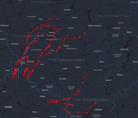Руската ПВО за време на викендот собори 250 дронови упатени кон Москва