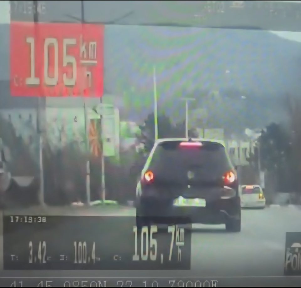 Санкциониран штипјанец кој управувал возило со брзина констатирана од полициски пресретнувач од 105 км на час во населено место
